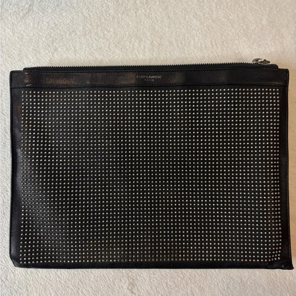 Saint Laurent Black Studded Clutch